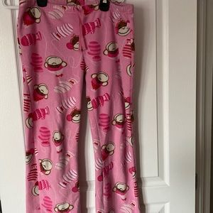 Pyjama pant, pink with monkeys